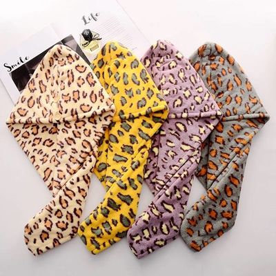 Leopard Print Microfiber Spa Hair Towel Wrap Towel Turban For Wet Hair