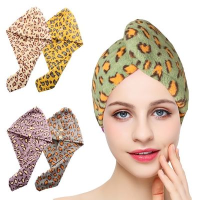 Leopard Print Microfiber Spa Hair Towel Wrap Towel Turban For Wet Hair